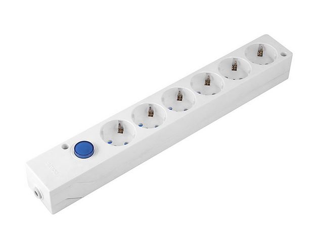SIMON BM140803 Base MULTIFIX con 6 tomas interruptor blanco